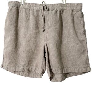 100% Linen 38” Waist Khaki Shorts Drawstring Natural Breathable Fabric Size XL